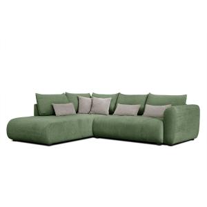 Canapé d'angle gauche 5 places vert foncé avec le couchage