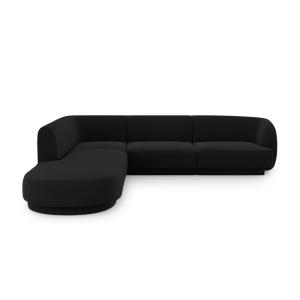 Canapé d'angle gauche 6 places en tissu velours noir
