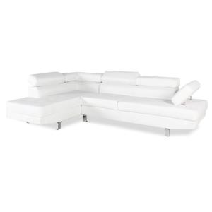 Canapé d'angle gauche avec têtières relevables 5 places bla…