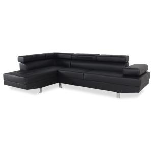 Canapé d'angle gauche avec têtières relevables 5 places noi…