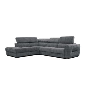 Canapé d'angle gauche Calvera 5 places tissu gris foncé