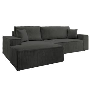 Canapé d'angle gauche convertible 3 places gris foncé