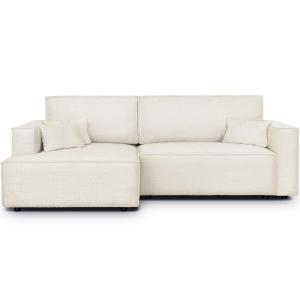 Canapé d'angle gauche convertible 3 places - tissu bouclé b…