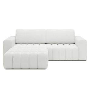 Canapé d'angle gauche convertible 4 places en bouclette bla…