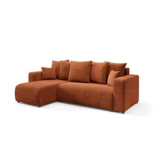 Canapé d'angle gauche convertible 4 places en tissu terra