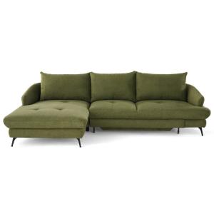 Canapé d'angle gauche convertible 4 places en tissu texturé…