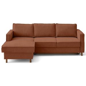 Canapé d'angle gauche convertible 4 places en tissu velours…