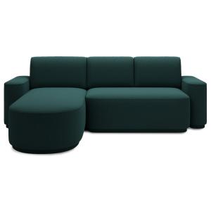 Canapé d'angle gauche convertible 4 places en tissu vert