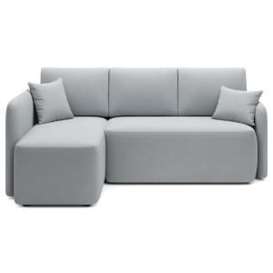 Canapé d'angle gauche convertible 4 places en velours gris…