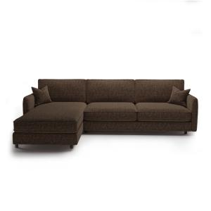 Canapé d'angle gauche convertible 4 places en velours textu…