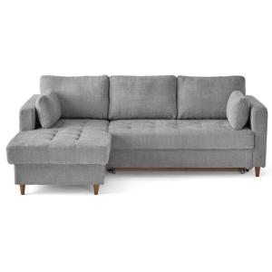 Canapé d'angle gauche convertible 4 places en velours textu…