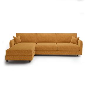 Canapé d'angle gauche convertible 4 places en velours textu…