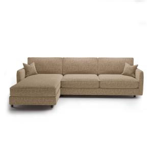 Canapé d'angle gauche convertible 4 places en velours textu…