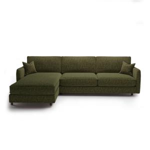 Canapé d'angle gauche convertible 4 places en velours textu…
