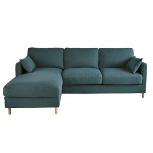 Canapé d'angle gauche convertible 5 places bleu pétrole, ma…