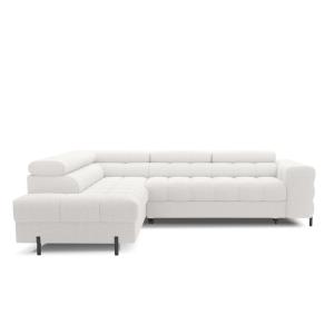Canapé d'angle gauche convertible 5 places en bouclette bla…