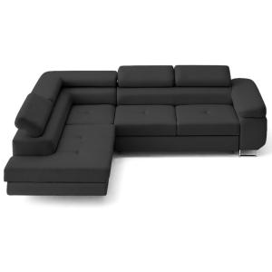 Canapé d'angle gauche convertible 5 places en simili gris a…