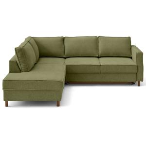 Canapé d'angle gauche convertible 5 places en tissu velours…