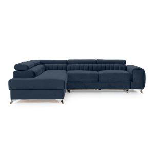 Canapé d'angle gauche convertible 5 places en velours bleu…