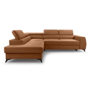 Canapé d'angle gauche convertible 5 places en velours terra…