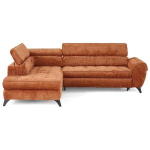 Canapé d'angle gauche convertible 5 places en velours textu…