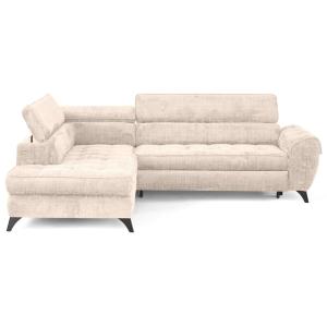 Canapé d'angle gauche convertible 5 places en velours textu…