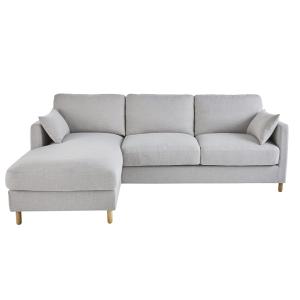 Canapé d'angle gauche convertible 5 places gris clair, mate…