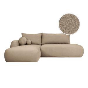 Canapé d'angle gauche convertible 5p FABIO en tissu bouclet…