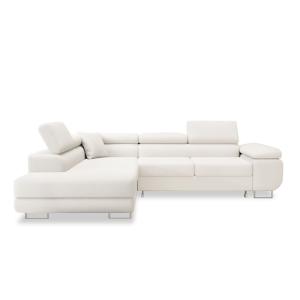 Canapé d'angle gauche convertible 6 places en bouclette bla…