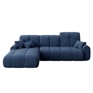 Canapé d'angle gauche convertible bleu foncé 4 places