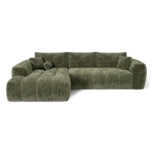 Canapé d'angle gauche convertible coffre 5 places velours g…