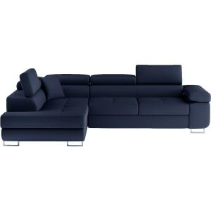 Canapé d'angle gauche convertible en simili 5 places, bleu…