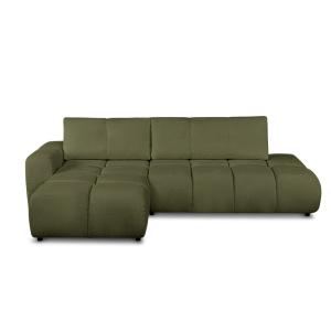 Canapé d'angle gauche convertible en tissu 4 places vert ka…