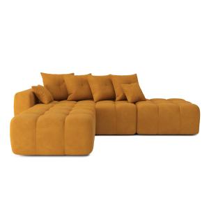 Canapé d'angle gauche convertible en tissu 5 places moutard…