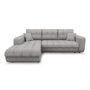 Canapé d'angle gauche convertible en tissu gris clair