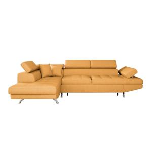 Canapé d'angle gauche convertible en tissu - Jaune ocre - P…