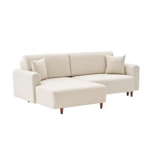 Canapé d'angle gauche convertible en tissu L246 cm - Beige