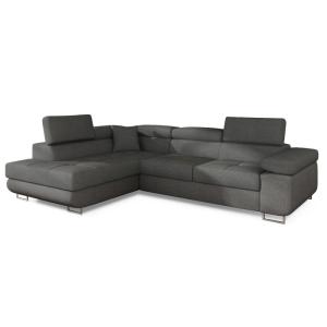 Canapé d'angle gauche convertible en tissu luxe 5 places gr…