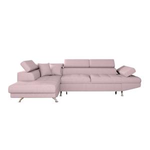 Canapé d'angle gauche convertible en tissu - Vieux rose - P…