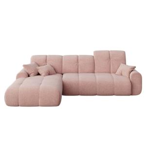 Canapé d'angle gauche convertible rose poudré 4 places
