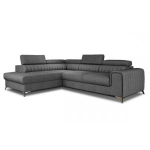 Canapé d'angle gauche convertible TISSU gris foncé 5 places…