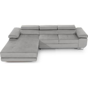 Canapé d'angle gauche convertible velours gris 5 places