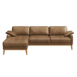 Canapé d'angle gauche en cuir naturel caramell