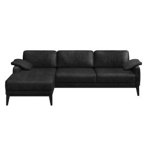 Canapé d'angle gauche en cuir naturel noir