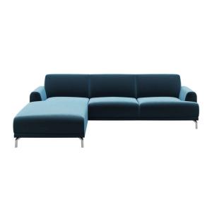 Canapé d'angle gauche en polyester bleu marine foncé