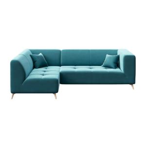 Canapé d'angle gauche en polyester bleu océan