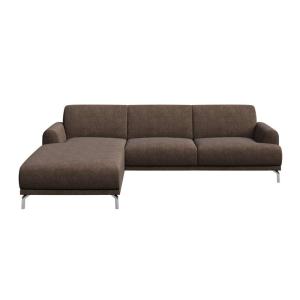Canapé d'angle gauche en polyester brun