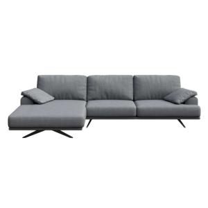 Canapé d'angle gauche en polyester gris clair
