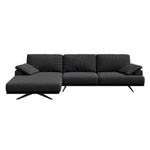Canapé d'angle gauche en polyester gris foncé