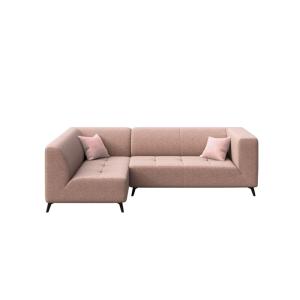 Canapé d'angle gauche en polyester rose saumon